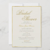Elegantes Classic Gold Frame Ecru Brautparty Einladung (Vorderseite)