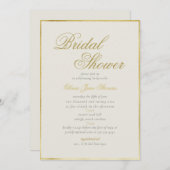 Elegantes Classic Gold Frame Ecru Brautparty Einladung (Vorne/Hinten)