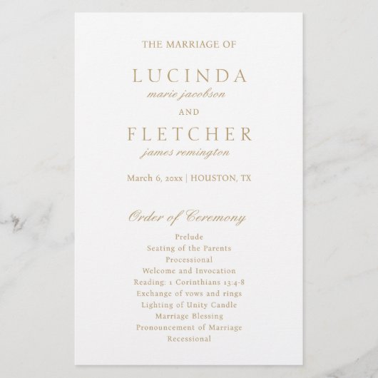 Elegantes Classic Gold-Programm für feierliche Hoc (Vorderseite)