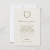 Elegantes Classic Gold Wappen Monogram Foto Weddin Dankeskarte (Rückseite)