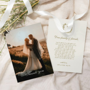 Elegantes Classic Gold Wappen Monogram Foto Weddin Dankeskarte