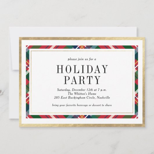 Elegantes Classic Kariert Holiday Weihnachten Part Einladung (Vorderseite)