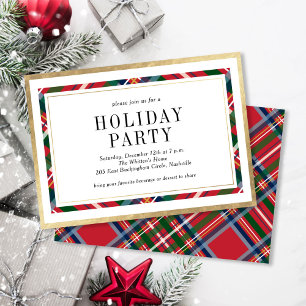 Elegantes Classic Kariert Holiday Weihnachten Part Einladung