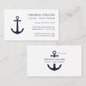 Elegantes Classic Navy Blue Nautical Anchor Logo Visitenkarte (Vorne/Hinten)