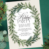 Elegantes Classic Pine Wreath Weihnachts-Party Einladung