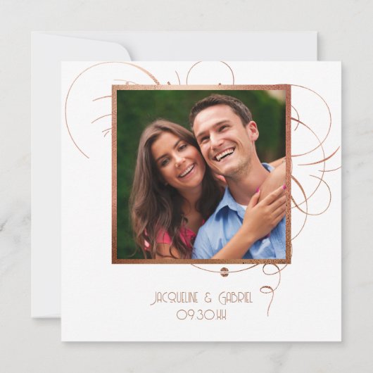 Elegantes Classic Script Calligraphy Rose Gold Fot Einladung (Rückseite)