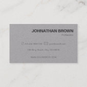 Elegantes Classic Simple Grey Kraft Paper Schlicht Visitenkarte (Rückseite)