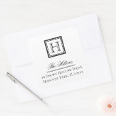 Elegantes Classic Square Monogram Address Label Quadratischer Aufkleber (Umschlag)