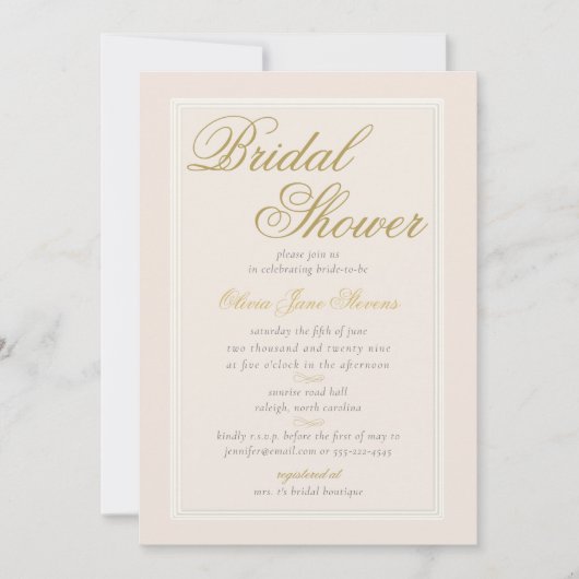 Elegantes Classic Triple Frame Cream Brautparty Einladung (Vorderseite)