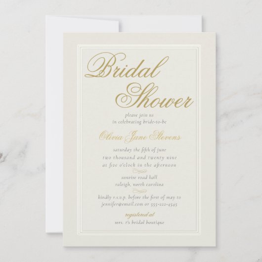 Elegantes Classic Triple Frame Ecru Brautparty Einladung (Vorderseite)