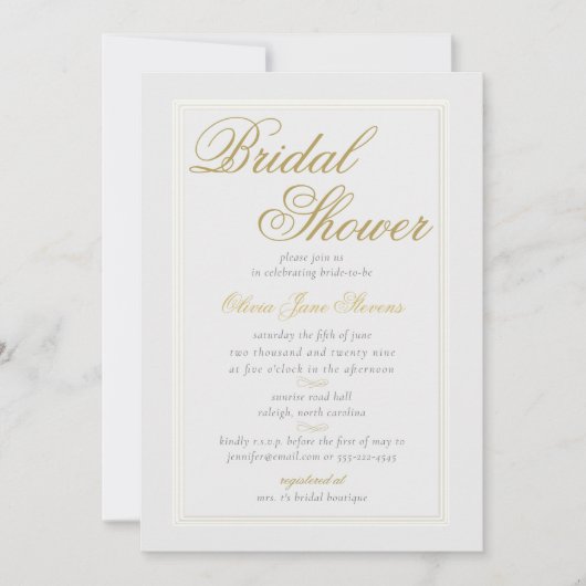 Elegantes Classic Triple Frame Elfenbeinfarben-Bra Einladung (Vorderseite)