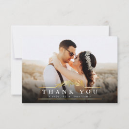 Elegantes Classic Typografy Foto Wedding Vielen Da Dankeskarte