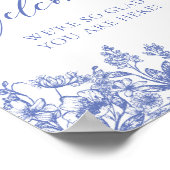 Elegantes Classic Vintag Blue Floral Begrüßungszei Poster (Ecke)
