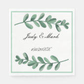 Elegantes Classic Watercolor Green Blätter Serviette (Vorderseite)