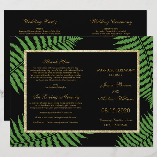 Elegantes Classy Bracken Wedding Program (Vorne/Hinten)