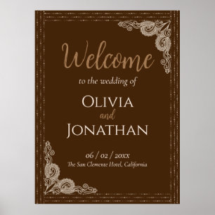Elegantes Classy Bronze verziert Wedding Welcome S Poster