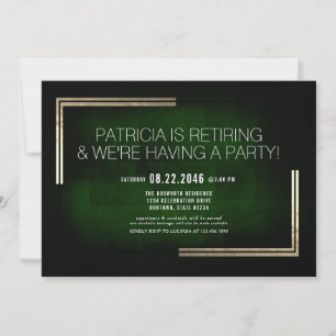 Elegantes Classy Rich Green/Gold Retirement Party Einladung