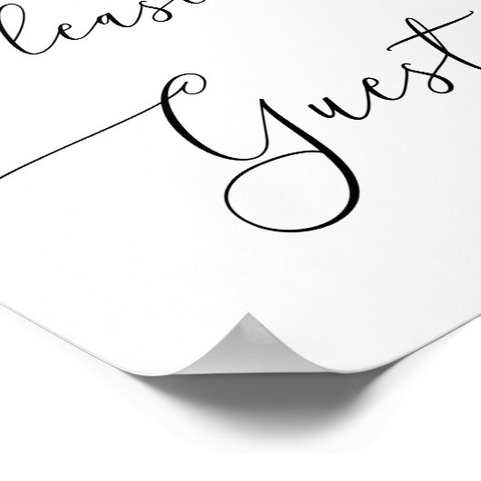 Elegantes Clean Calligraphy Gästebuch Wedding Sign (Ecke)