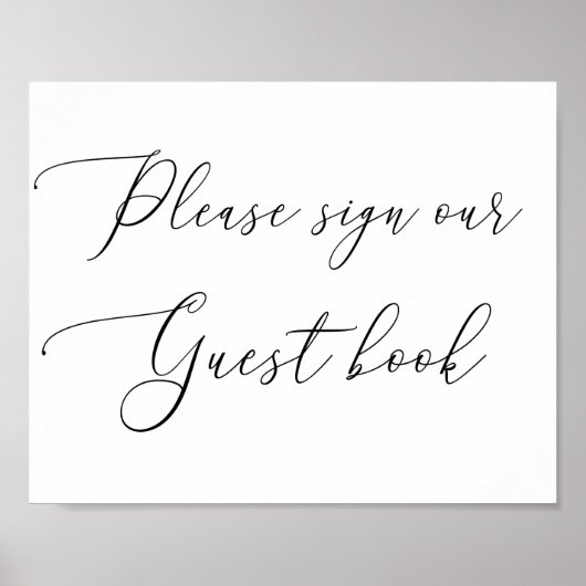 Elegantes Clean Calligraphy Gästebuch Wedding Sign (Vorne)