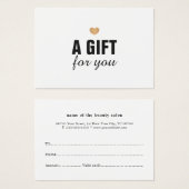 Elegantes Clean Imitate Gold Herzgutschein (Vorne & Hinten)