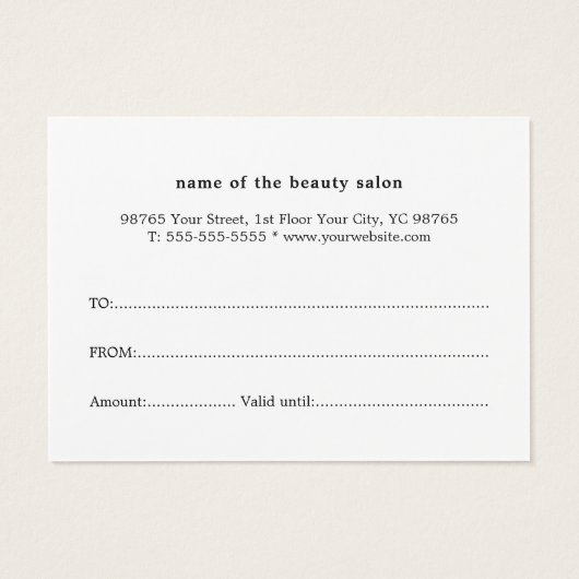 Elegantes Clean Imitate Gold Herzgutschein (Rückseite)