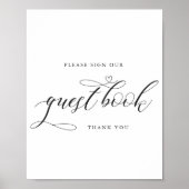 Elegantes Clligraphy Wedding Guest Book Table Sign Poster (Vorne)