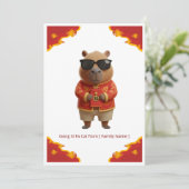 Elegantes Cloud-Capybara-Neujahrsgruß Karte (Stehend Vorderseite)