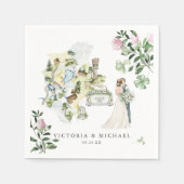 Elegantes Clover Kleeblatt Botanische Hochzeitskar Serviette (Vorderseite)