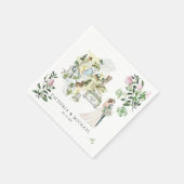 Elegantes Clover Kleeblatt Botanische Hochzeitskar Serviette (Ecke)