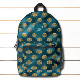Elegantes Coastal Gold Seashell Logo Corporate Bedruckter Rucksack