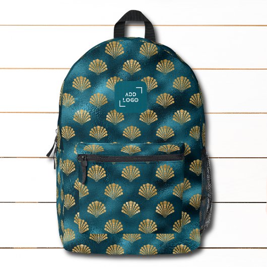 Elegantes Coastal Gold Seashell Logo Corporate Bedruckter Rucksack