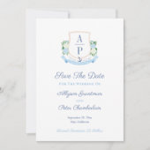Elegantes Coastal Monogram Wedding Wappen Save The Date (Vorderseite)