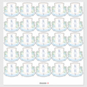 Elegantes Coastal Wedding Monogram Aufkleber (Blatt)