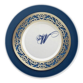 Elegantes Cobalt Blue mit Verziertem Gold Border Keramikknauf