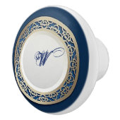 Elegantes Cobalt Blue mit Verziertem Gold Border Keramikknauf (Rechts)