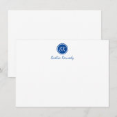 Elegantes Cobalt Blue Script Monogram Beruflich Mitteilungskarte (Vorne/Hinten)