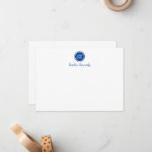 Elegantes Cobalt Blue Script Monogram Beruflich Mitteilungskarte (Vorderseite/Rückseite Beispiel)