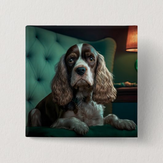 Elegantes Cocker Spaniel Klassisches Porträt-Desig Button (Vorderseite)