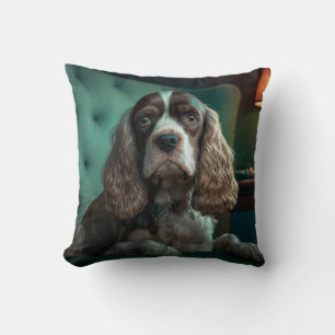 Elegantes Cocker Spaniel Klassisches Porträt-Desig Kissen