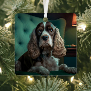 Elegantes Cocker Spaniel Klassisches Porträt-Desig Ornament Aus Metall