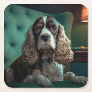 Elegantes Cocker Spaniel Klassisches Porträt-Desig Rechteckiger Pappuntersetzer