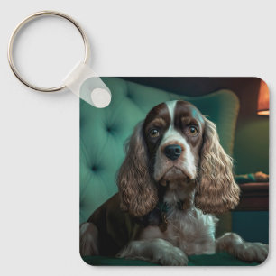 Elegantes Cocker Spaniel Klassisches Porträt-Desig Schlüsselanhänger