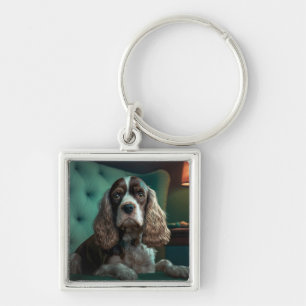 Elegantes Cocker Spaniel Klassisches Porträt-Desig Schlüsselanhänger