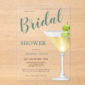 Elegantes Cocktail-Glass-Brautparty Acryleinladungen (Vorderseite)