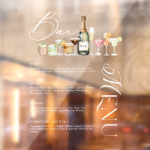 Elegantes Cocktail Hochzeitsmenü Bar Fensteraufkleber (Blatt 2)