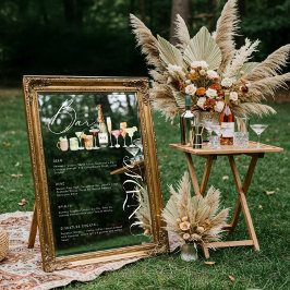 Elegantes Cocktail Hochzeitsmenü Bar Fensteraufkleber
