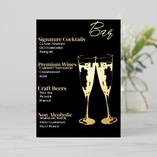 Elegantes Cocktail Party Bar Menü (Stehend vorne)