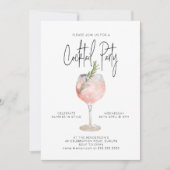 Elegantes Cocktail Party Rosa Einladung (Vorderseite)
