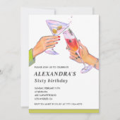 Elegantes Cocktail Party zum 60. Geburtstag Einladung (Vorderseite)