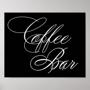 Elegantes Coffee Bar White Script   Horizontale Ta Poster